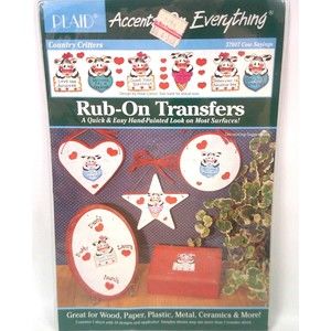 Plaid Rub on Transfers Country Critters 57047 Cow Sayings Vintage 1994 Crafts